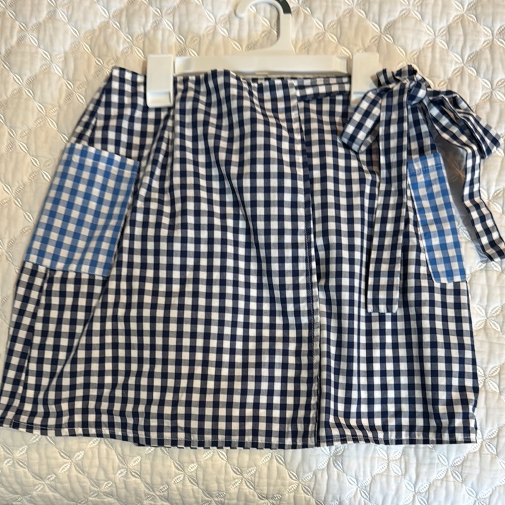 Navy and white gingham wrap skirt